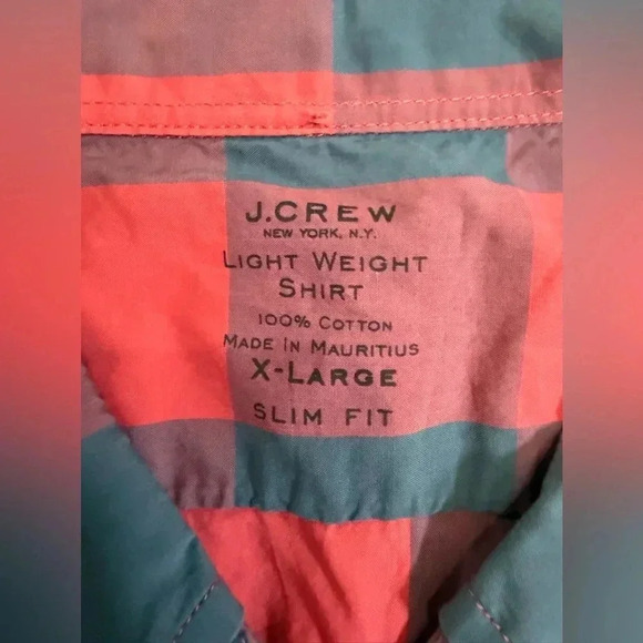 J. Crew Men’s Red & Blue Plaid Slim Fit Lightweight Button Down Shirt - Size XL - Picture 4 of 7